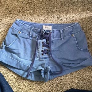 RVCA Blue Denim Short Shorts, Size 25, In Great Condition